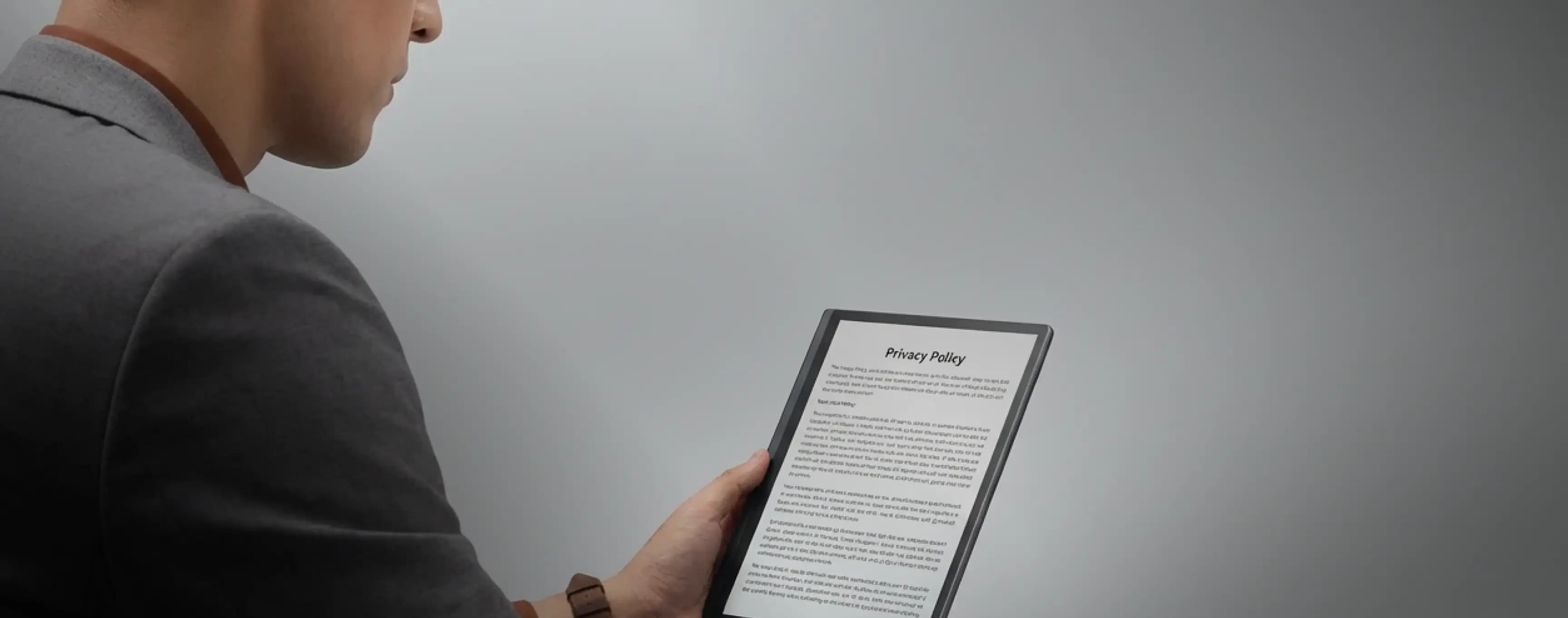 Person reading privacy policy